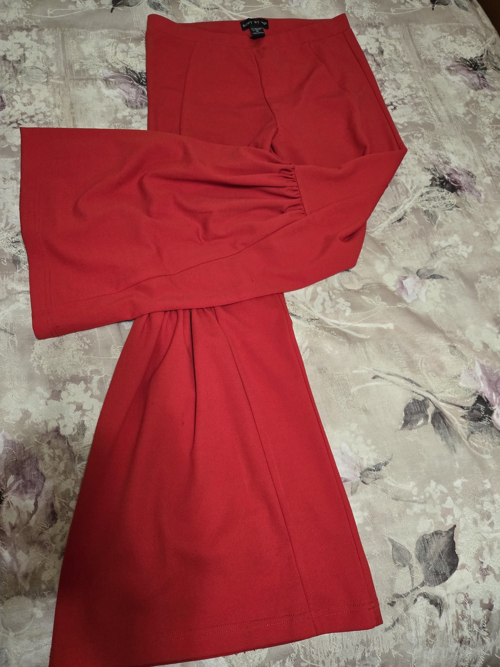 Body By Us Red Women's Flared Pants